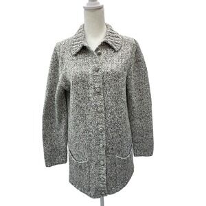 American Knitworks Womens Gray Wool Blend Button Front‎ Cardigan Sweater S Soft